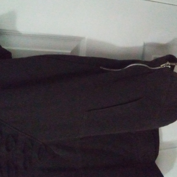 HOODED T-SHIRT  BLACK DISTRESSED side zippers--LARGE - Picture 3 of 5